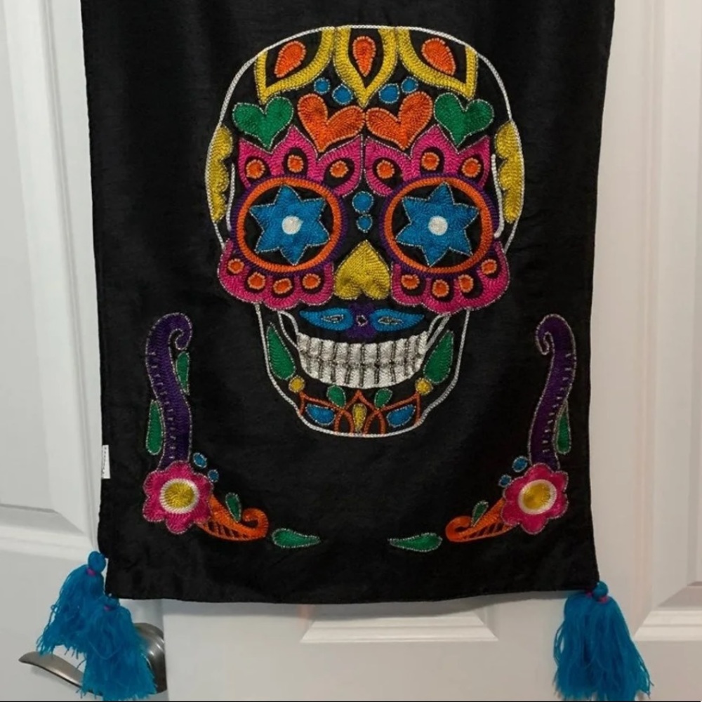 Halloween, Day of the Dead Sugar Skull Table Runner